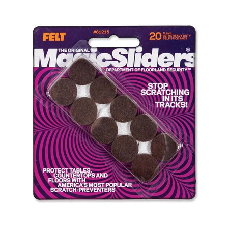 MAGIC SLIDERS Felt Self Adhesive Protective Pads Brown Round 3/4 in. W X 3/4 in. L , 20PK 61215